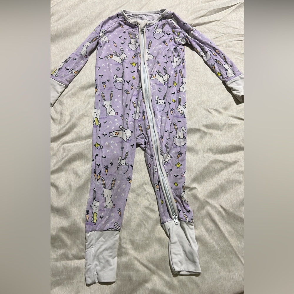 Little Sleepies size 3-6 months Purple Bunny Easter pajamas